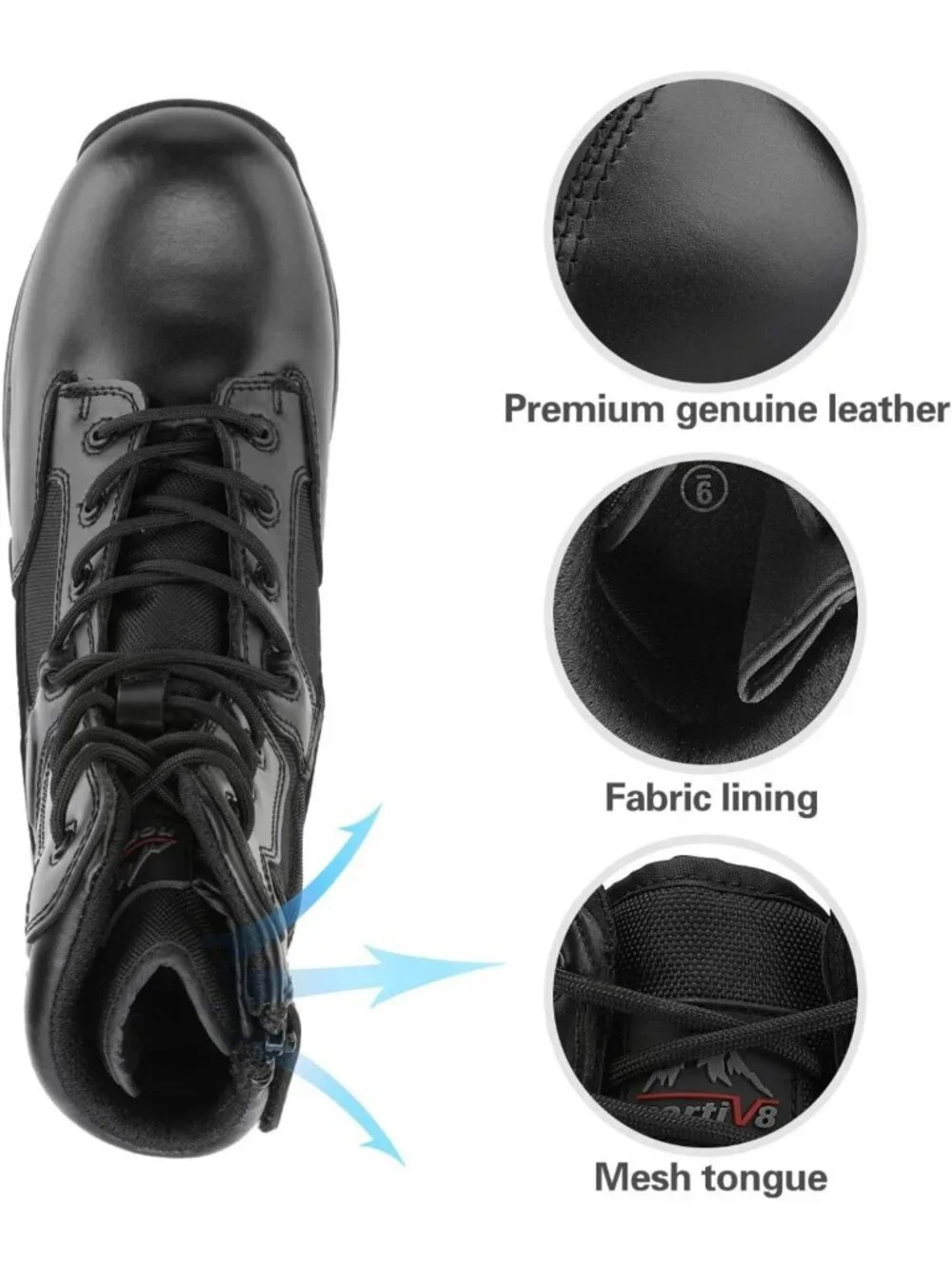 Men's Tactical Work Boots - Military Style, Side Zip, Hiking & Outdoor Ready